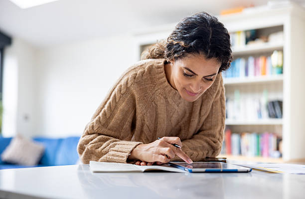 istock Woman at home using a digital tablet while planning her day 2241525894