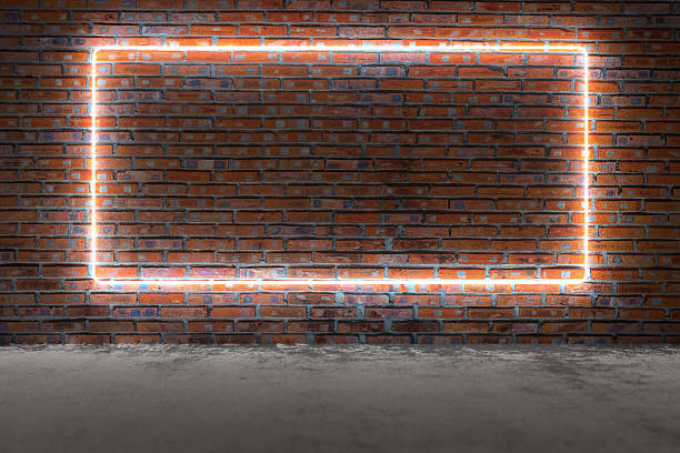 istock Neon frame on brick wall backdrop for urban design and advertise 2241527090