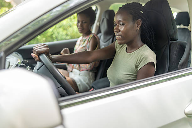 istock Two young black women driving in a white car 2241527313