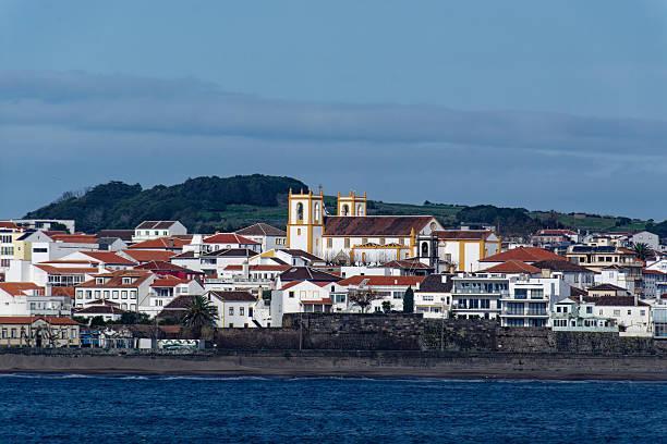 Praia da Vitoria - view of the port town on Terciera Island in the Azores