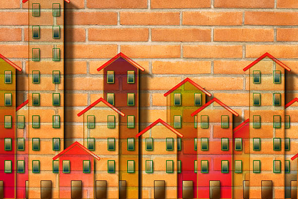 Public housing concept image painted on a brick wall