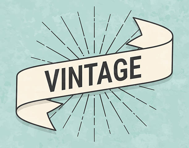 Vintage. Banner, ribbon, label in a trendy vintage style. Beautiful retro ribbon with old textured paper and sunbursts in the background. Colors used: green, blue, beige and black. The banner is beige with a black outline, the sunbursts and the text are black. The background is green-blue. Vector Illustration (EPS file, well layered and grouped). Easy to edit, manipulate, resize or colorize. Vector and Jpeg file of different sizes.