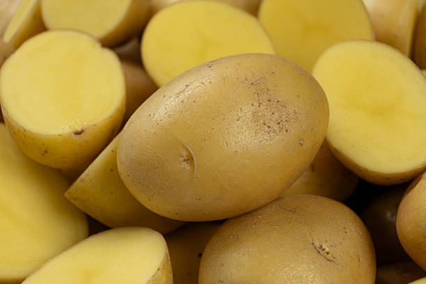 istock Fresh raw unpeeled potatoes close-up 2241558401