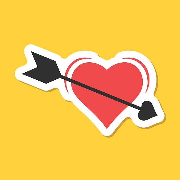 istock Heart with arrow sticker  icon in flat style. Valentines day vector illustration on isolated background. Amour sign business concept. 2241559118