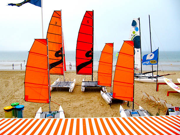 Catamarans on the beach of La Baule, Loire Atlantique, Pays de Loire, France
