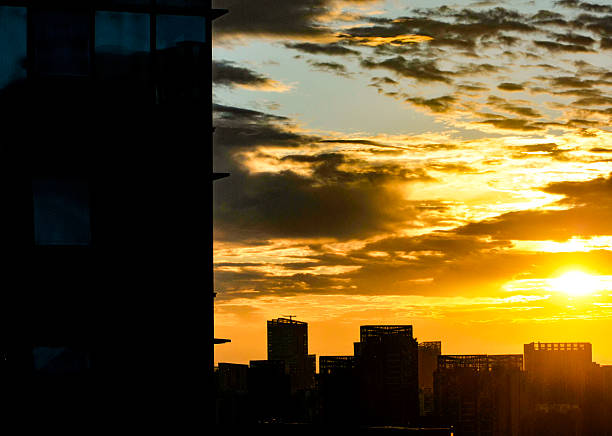 City background in sunset