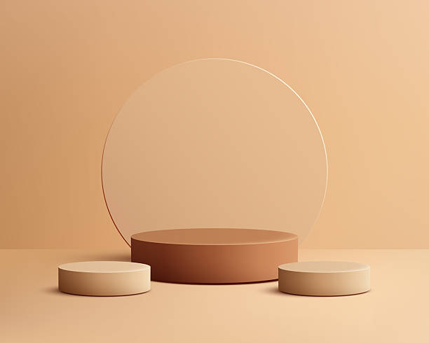 istock minimal podium mockup background for product display in 3d studio scene with terracotta and beige pedestals under soft lighting for elegant branding presentation and modern cosmetic showcase 2241569508