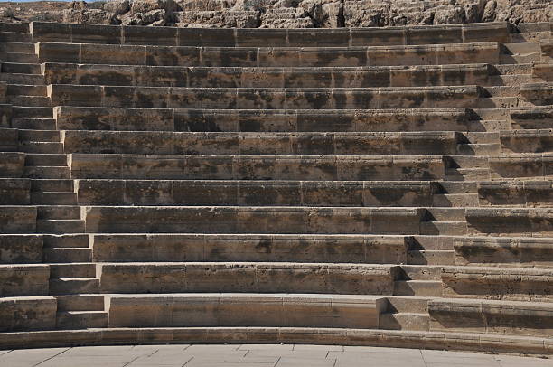 istock Ancient stone amphitheater with tiered seating located in a historical site 2241569845