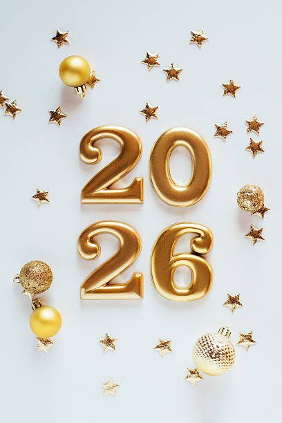 istock Happy New Year 2026. Golden numbers on a white background 2241574112