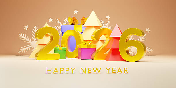 istock Happy New Year 2026 design. 3d render. 2241578936