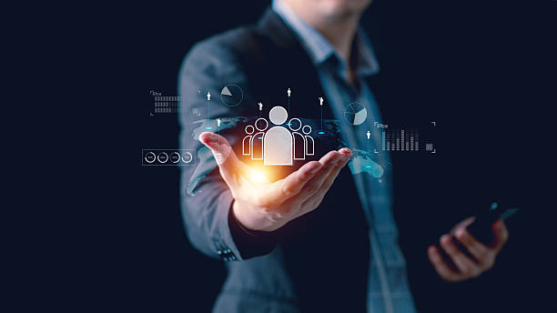 istock Customer Relationship Management, Businessman hand holding global customer service network technology, HR or hiring to marketing the corporate, Digital data cloud system links global customer data. 2241579367