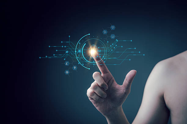 istock Man scan fingerprint biometric identity and approval. Secure access granted by valid fingerprint scan 2241580843