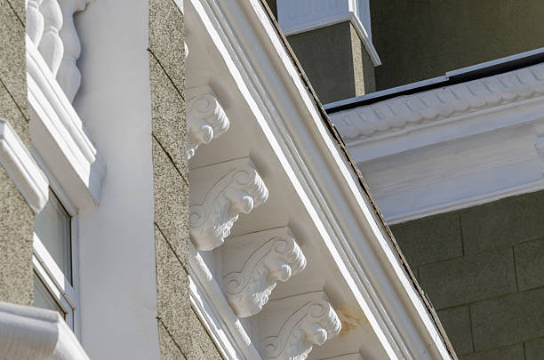 Stunning architectural detail highlights the elegance of a renovated building's facade.