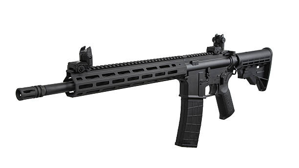 istock Modern tactical semi-automatic rifle isolated on white background. 2241587923