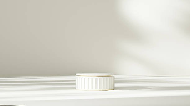 istock White Ceramic Podium with Soft Sunlight and Gentle Shadow – Organic Wellness Minimal Interior 2241587971