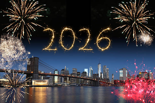 New year 2026 fireworks New York Manhattan