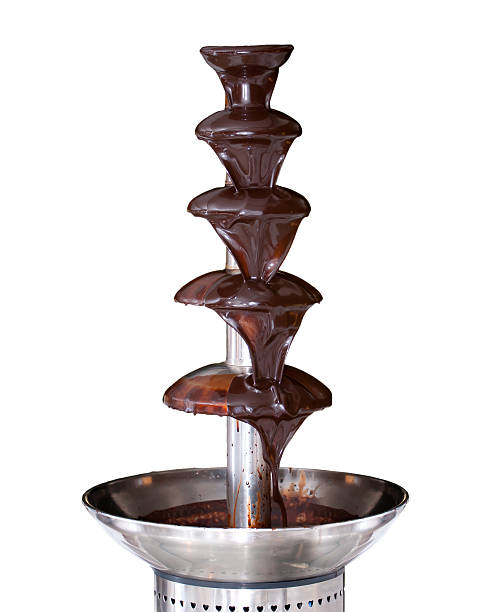 Melted chocolate in a chocolate fountain