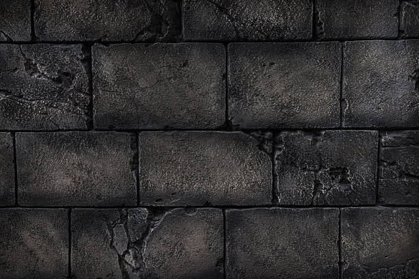 Dark Textured Stone Wall With Rough Bricks For Industrial, Medieval, Or Architecture Themes