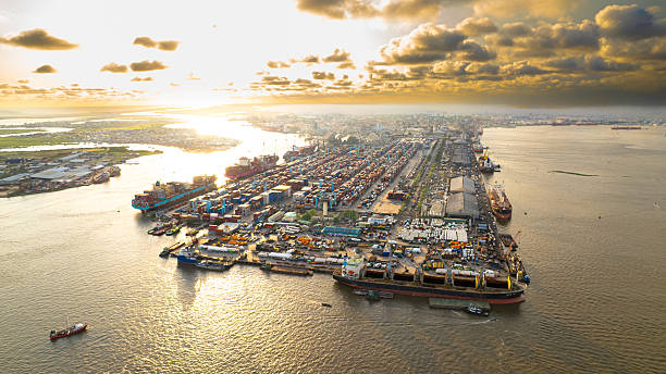 Apapa Port Complex, Lagos, Nigeria - 16 October 2025: Drone view of Apapa Port Complex or Lagos Port Complex with panoramic views. It is the country's largest and earliest port, established in 1913.