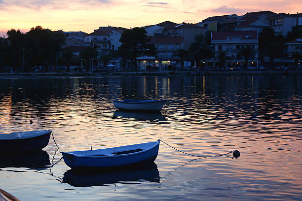 Beautiful sunset in Stobrec, small coastal town near Split, Croatia.