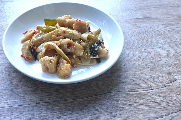 istock spicy stir fried slice bamboo shoot and fish ball with curry 2241602927