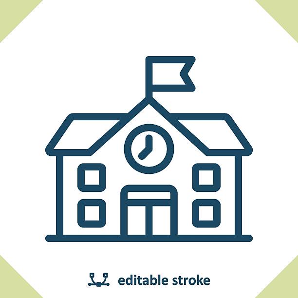 ilustraciones, imágenes clip art, dibujos animados e iconos de stock de icono de la escuela. edificio, escuela secundaria, colegio, universidad - edificio escolar