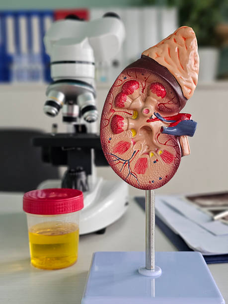 istock Kidney anatomy model with urine sample and microscope in laboratory 2241627755