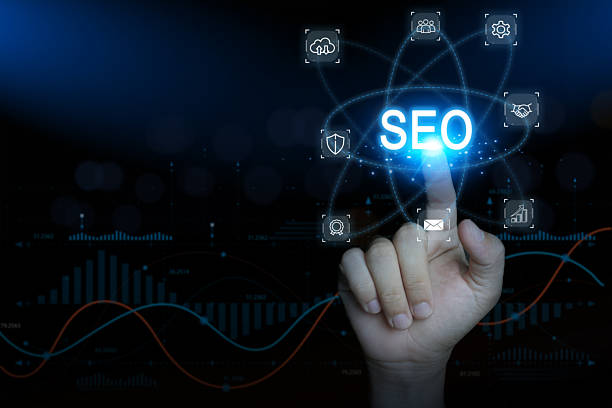 istock Hand touching SEO icon on digital interface, concept of search engine optimization and marketing 2241628266