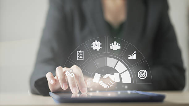 istock Business Collaboration and Performance Optimization. AI, Businessman presents handshake and teamwork. analytics, and business growth, representing digital transformation and strategic partnership. 2241633658