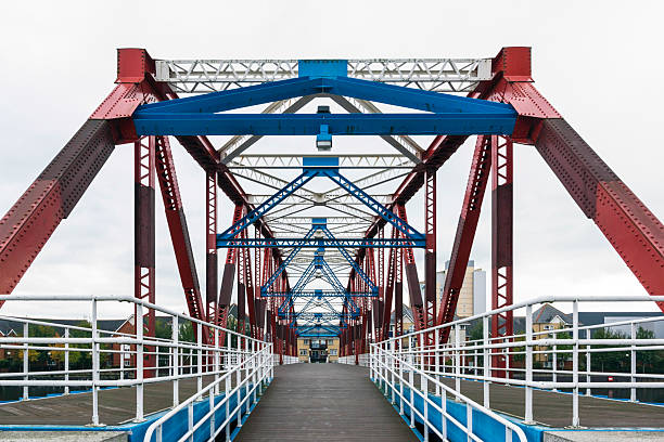 View of a foot bridge over the canal at Salford Quays Manchester