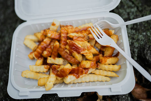 istock French fries with ketchup in a takeout container 2241639985