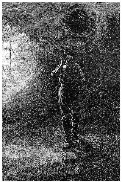 Antique magazine image: Long Island, Peconics, Fog-horn keeper in a storm