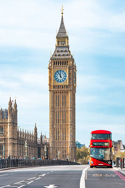 istock Big ben clock tower with double-decker bus in london 2241656526