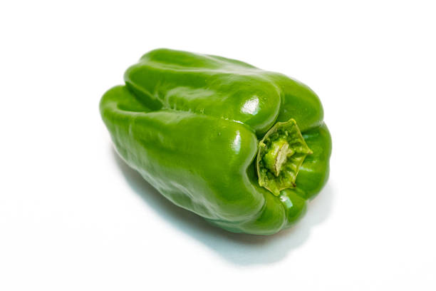 Green Pepper Close-up on White Background