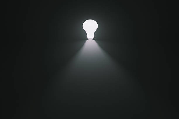 istock Creative light bulb door in the wall with light and shadow, concept. Business and growth, creative idea. Think different. Glowing lights, start-up 2241657210