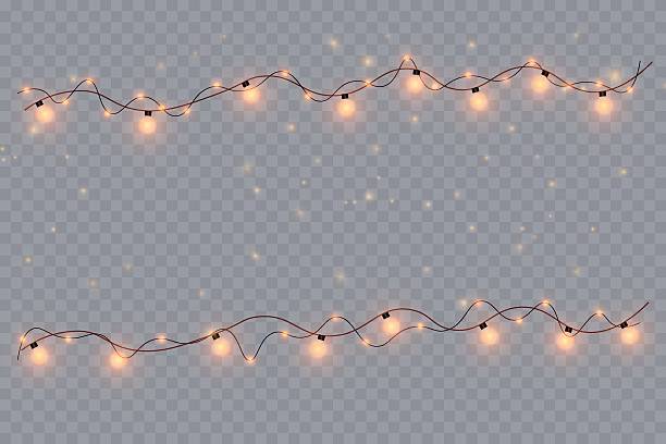 istock Festive Christmas light gold garlands PNG. Decor element for postcards, invitations, backgrounds, business cards. Winter new collection2026 2241658353