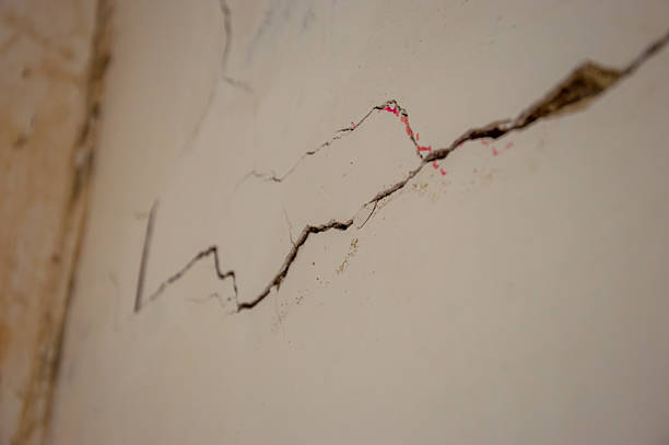 istock Close-up view of severe cracks in a wall highlighting structural issues in an aged building observed in daylight 2241668161