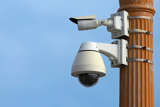 istock Security cameras above a city street 2241669593