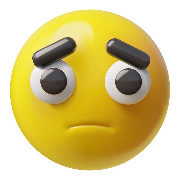 istock Disappointed emoji emoticon realistic vector 3D design, cartoon yellow volume round sad face embarrassment expression 2241670954