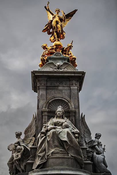 London, United Kingdom - October 14,  2022 - Color image showcasing the Victoria Memorial in London and the Winged Victory at the top, a monument dedicated to Queen Victoria, located at the end of The Mall in front of Buckingham Palace, sculpted by Sir Thomas Brock and unveiled in 1911.