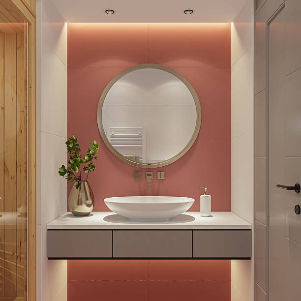 istock Small Luxury Bathroom with Built-in Sauna and Japandi Style Design 2241704165