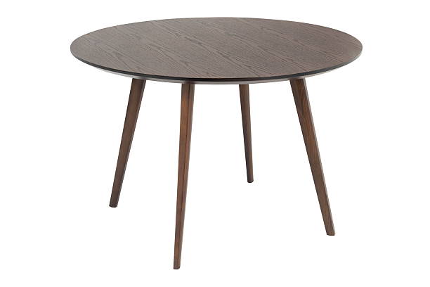 istock Wooden round brown table isolated 2241719963