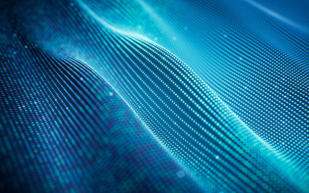 istock Flowing curve lines and particles background, 3d rendering. 2241724071