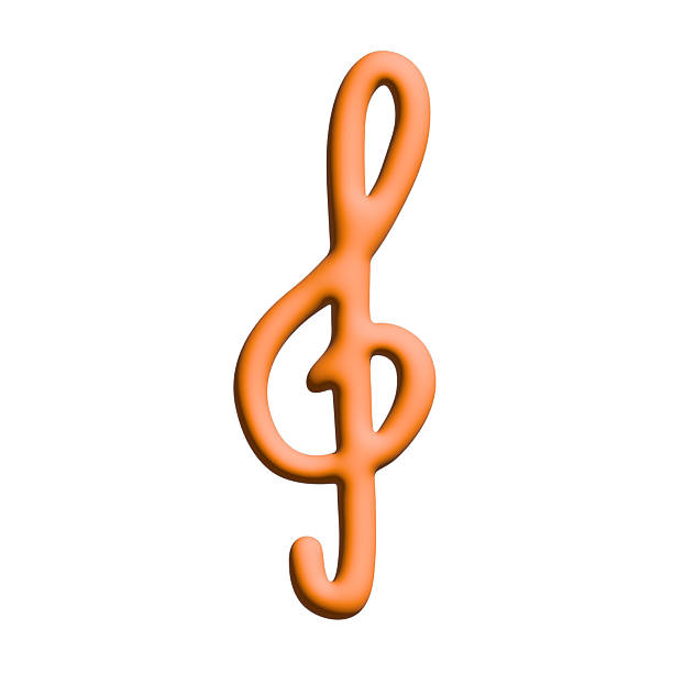 3d treble clef. Hand drawn musical symbol. Single element for print, web, design, decor, logo