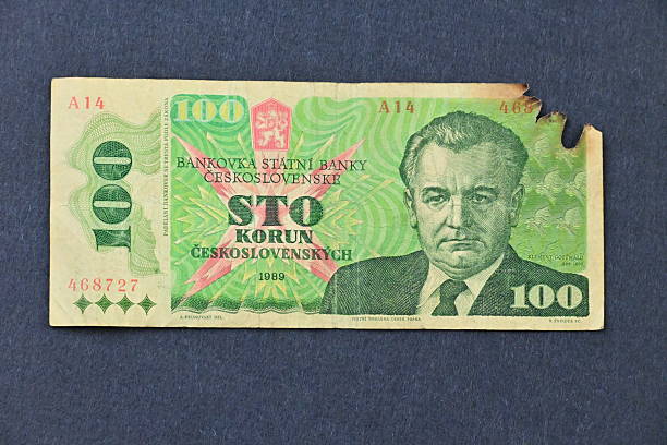 Photo of an old Czechoslovak banknote, left as a testimony to the time when Czechoslovakia existed as a united state. A historical and numismatic object, reflecting the culture, design and economy of Central Europe before the separation of the Czech Republic and Slovakia in 1993.