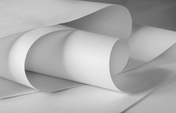 A roll of white paper in black and white.