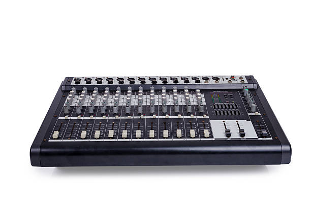 closeup of professional digital pioneer dj decks and audio mixer equipment ready for party in nightclub. High quality photo