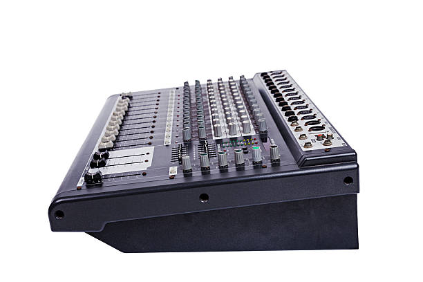 istock Audio sound mixer with clipping path isolated on white background. Side view 2241741653