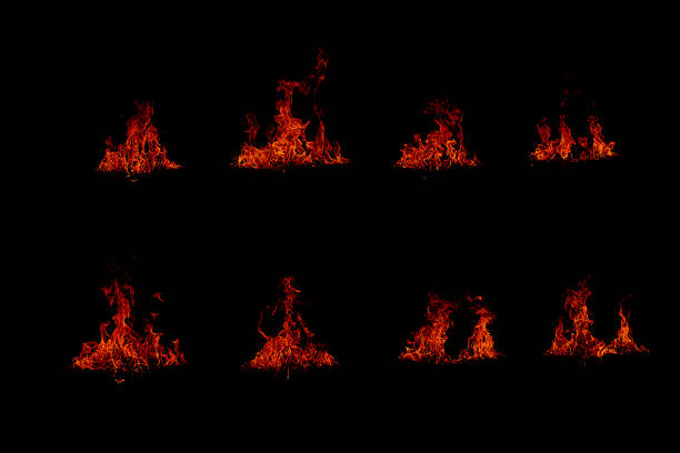 Blazing fire and glowing flames on a dark background — perfect for creative design and visual effects.
