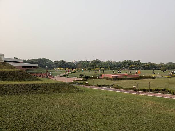 istock Open Lawn and Pathways Near Lotus Temple with Visitors 2241749628